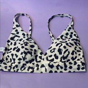 Aerie Black and White Leopard Bikini Top